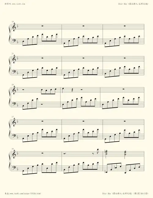 钢琴谱 - star sky (霍比特人-五军之战)