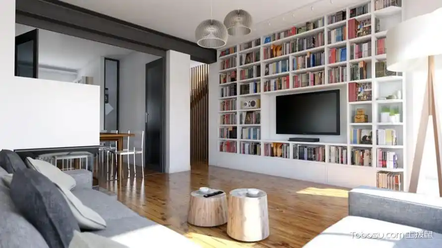 2022北欧客厅装修设计 2022北欧书架装修图