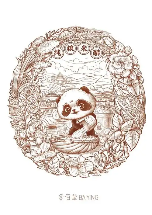 手绘版画风格传统手工食品包装插画设计