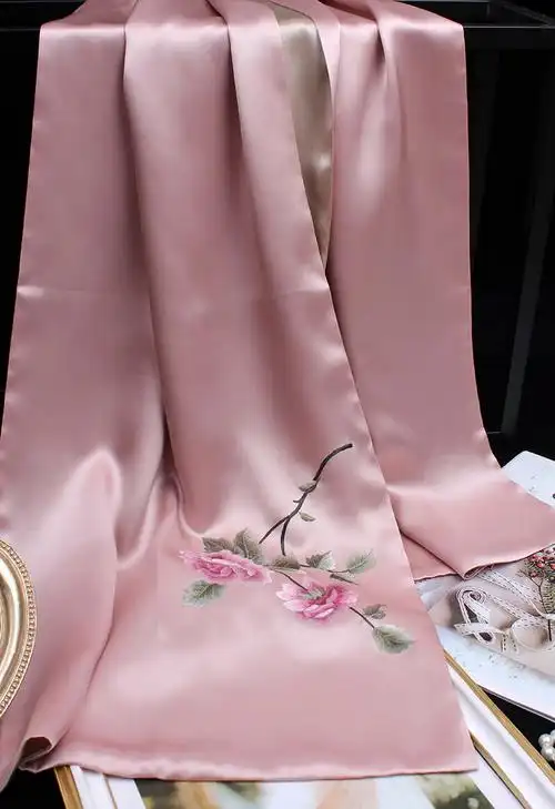 苏州刺绣丝巾女桑蚕丝真丝纯手工围巾中老年士礼物丝绸苏绣披肩旗袍外