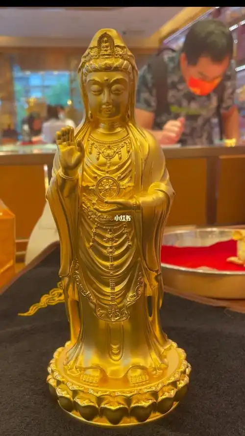硬金工艺观音纯金摆件
