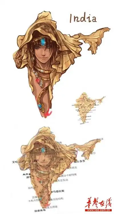 国家地图也萌化地图拟人中国雄鸡变美女