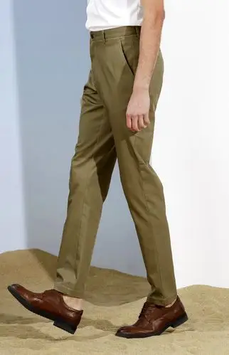 卡其绿色莫代尔棉春夏季休闲裤