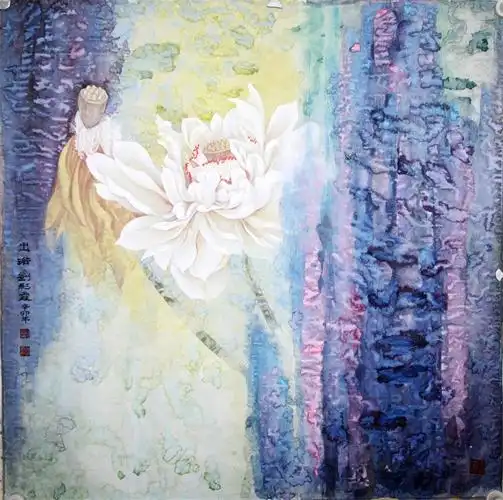 4,刘彩霞《出浴》68x68cm 工笔重彩 2011年作.jpg