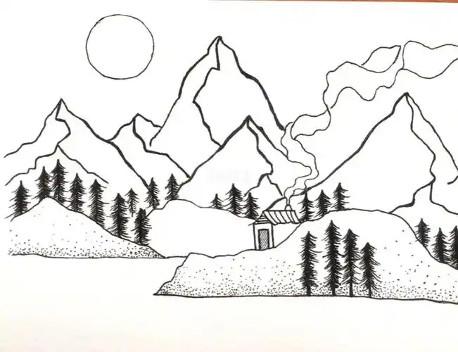 简笔画大山教你如何一步一步画卡通大山简单又好看风景简笔画巍峨的