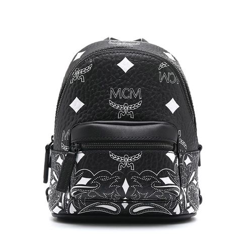 mcmstark bandana visetos印花迷你女士斜挎双肩背包 黑色 均