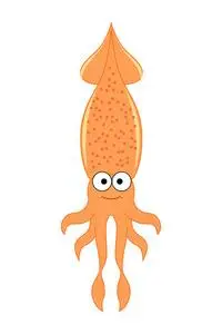 可爱的卡通乌贼.在白色上隔离的矢量插图照片