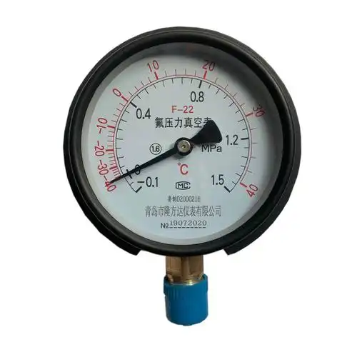 冷库专用耐低温氟压力表yzf-100氟利昂制冷仪表f22径向压力真空表