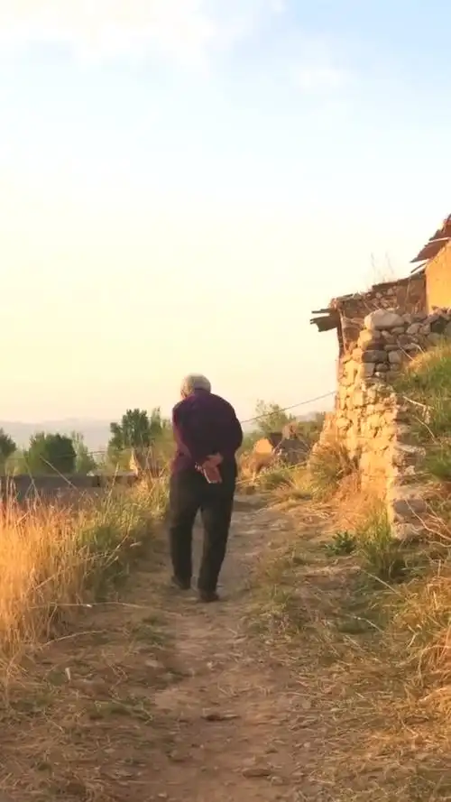 奶奶无意间回头一望孤独的背影好生凄凉心酸