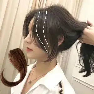 修饰脸型假发片韩系法式八字空气刘海龙须中分两侧自然黑色高温丝