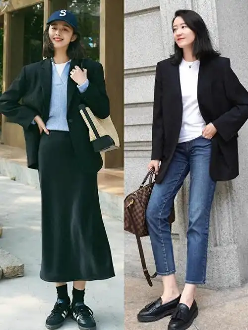 那些会打扮自己的女人,"黑西装"都这样穿,休闲,时尚又不沉闷|内搭