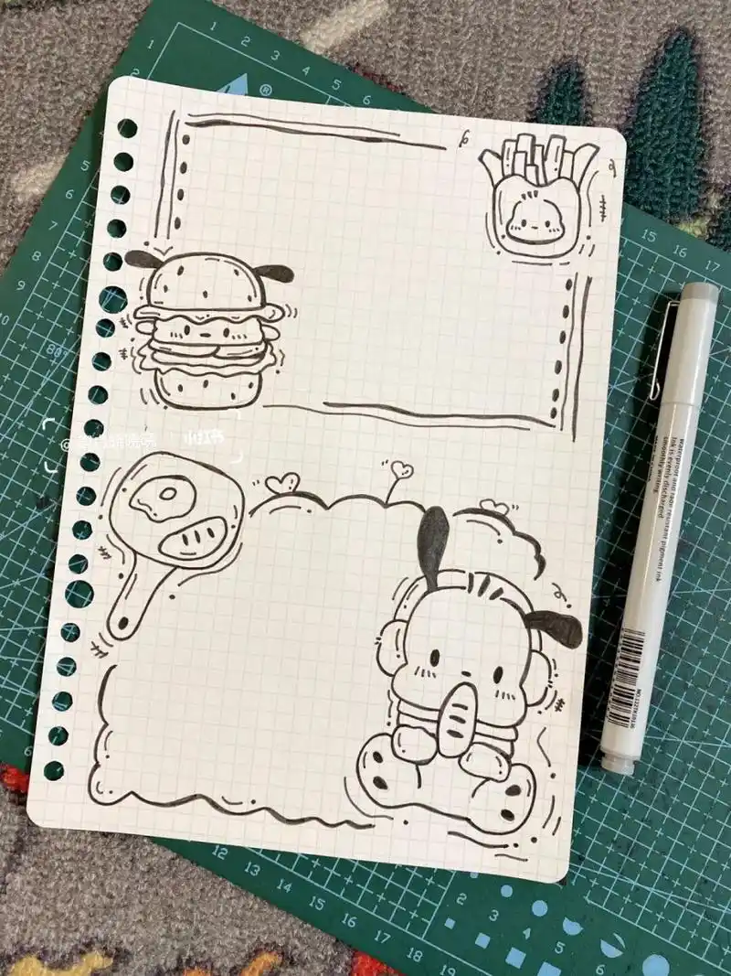 韩里韩气系列94来一组帕恰狗7314手帐边框素材 94我康康有