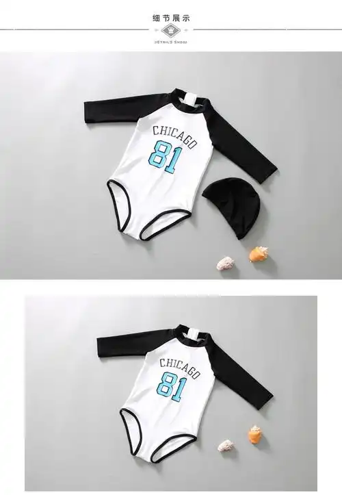 儿童泳衣女孩连体长袖三角防晒速干女童韩国可爱小公主ins泳装23连体