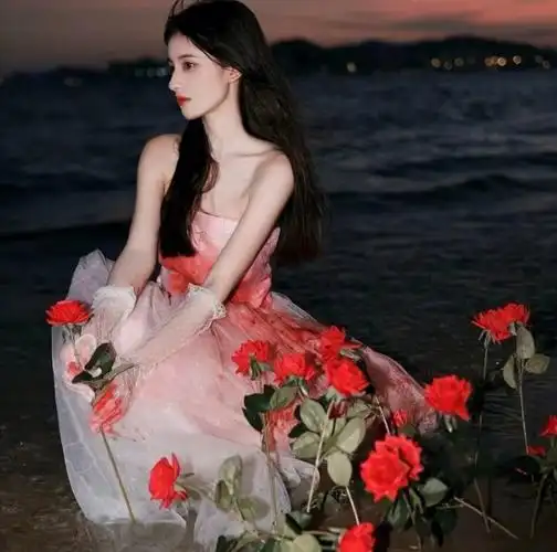 玫瑰花婚纱头像