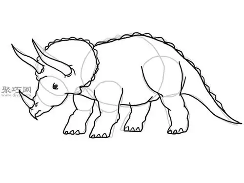三角龙的画法一起学画恐龙步骤