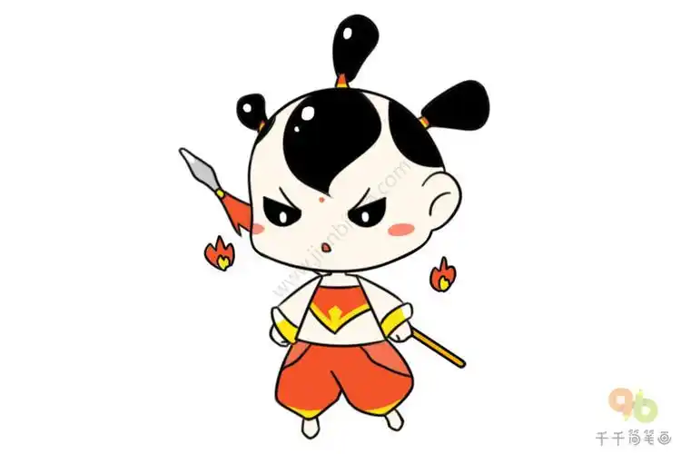 红孩儿简笔画步骤图