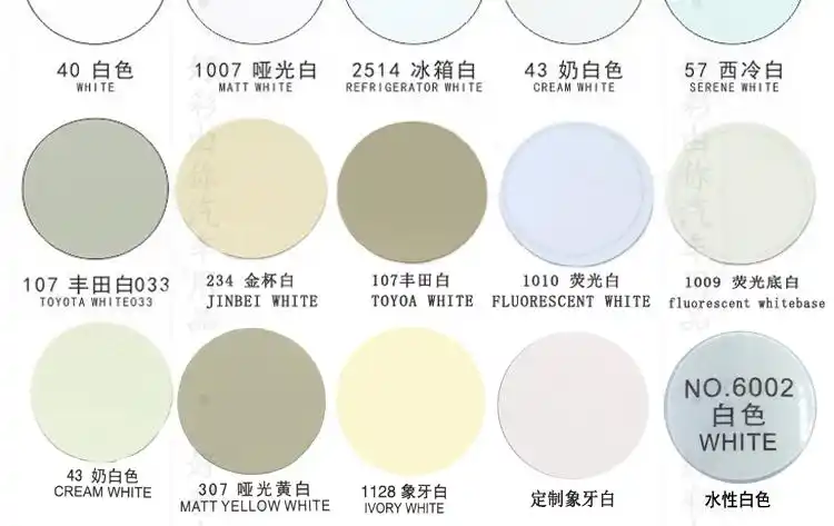 象牙白色奶白高光哑光灰白自动手喷漆汽车环保水性油漆净味 金杯白 no