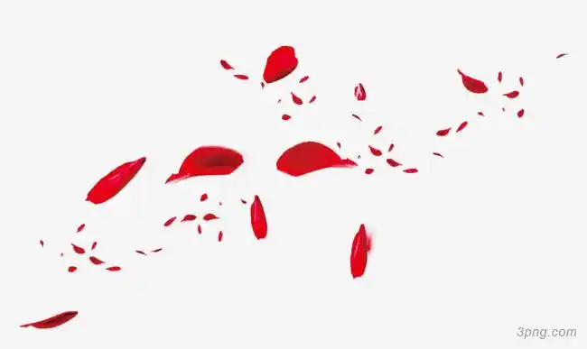 随风飘扬的红色玫瑰花花瓣