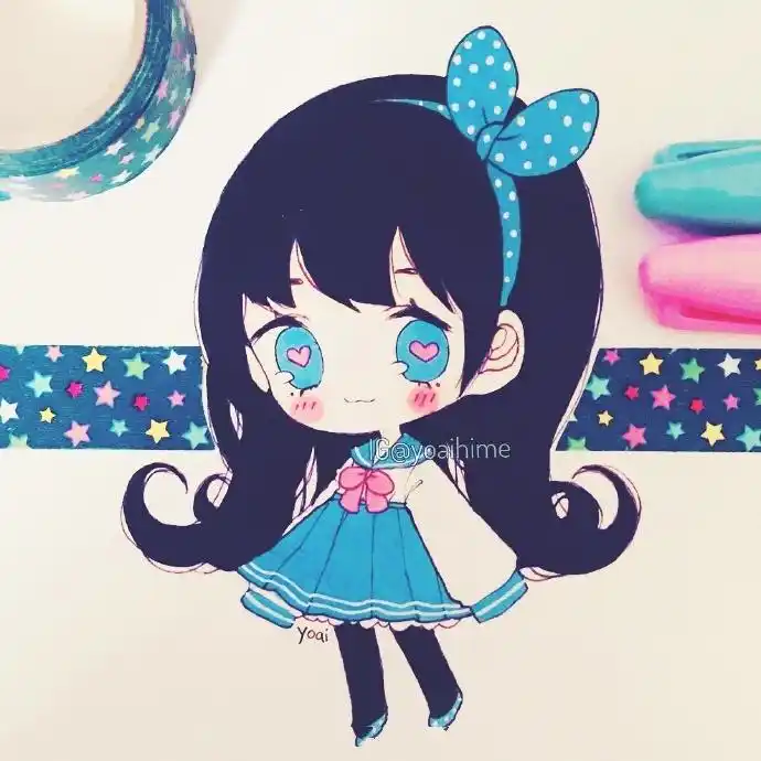 马克笔q版超萌人物手绘,很可爱的q版简笔画素材