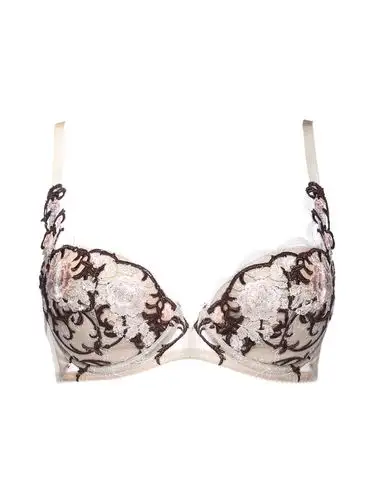 浅米粉色立体刺绣3/4杯钢圈文胸