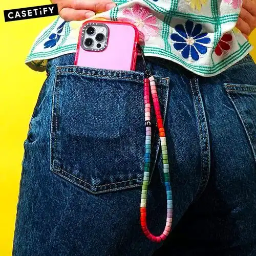 casetify手机链创意短款彩虹串珠手腕挂饰网红ins手机挂件