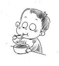 女孩吃面的图像简笔画