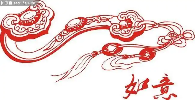 红描玉如意图片古代玉器矢量图