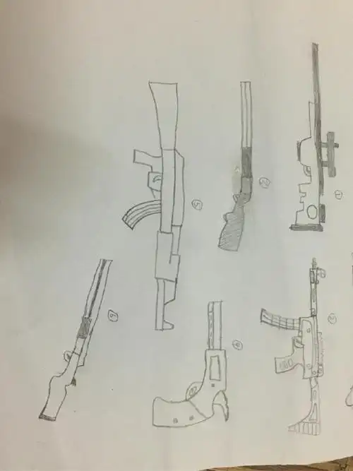 冲锋枪的画法武器类简笔画简笔画枪的画法大全简笔画枪的画法大全m24