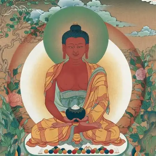 藏传阿弥陀佛唐卡挂画西藏密宗客厅藏族供奉装饰画现代装饰画