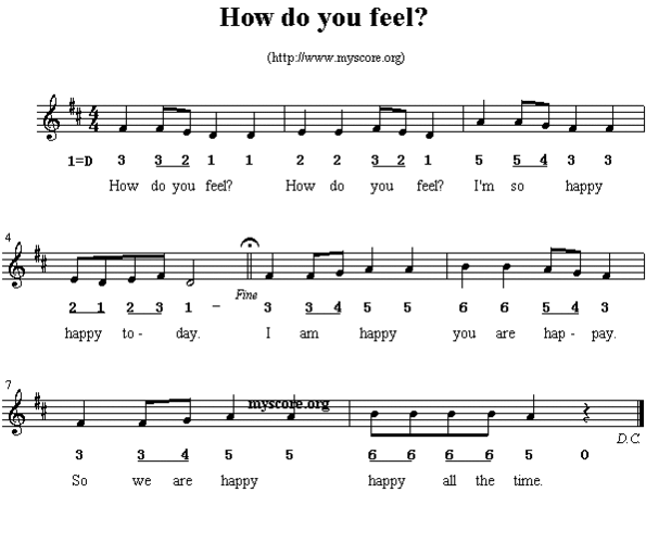 how do you feel 英文儿歌
