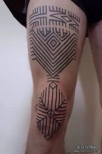 腿部图腾纹身图案