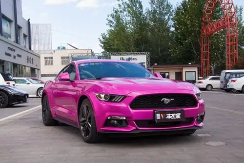 福特野马糖果系列改色膜糖果粉车身改色实车效果