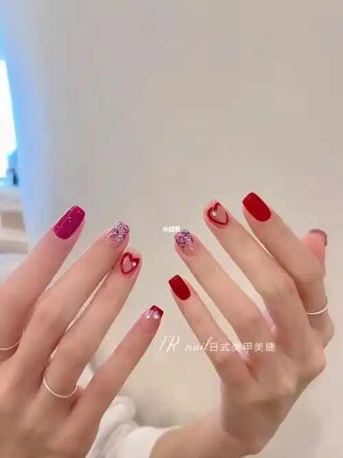 火龙果色少女心美甲款式97