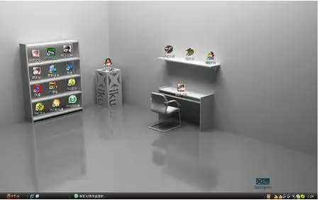 求立体类书架电脑桌面壁纸,感觉就是能把图标放在书架上的,类似这种的