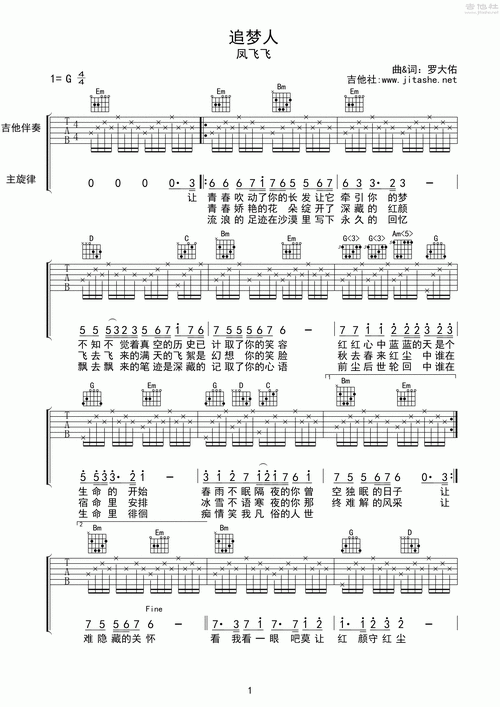 追梦人吉他谱(图片谱,弹唱)_凤飞飞_追梦人01.gif