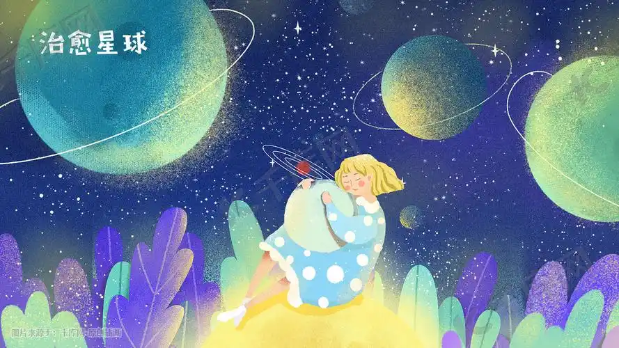 治愈星球梦幻唯美星空治愈系插画