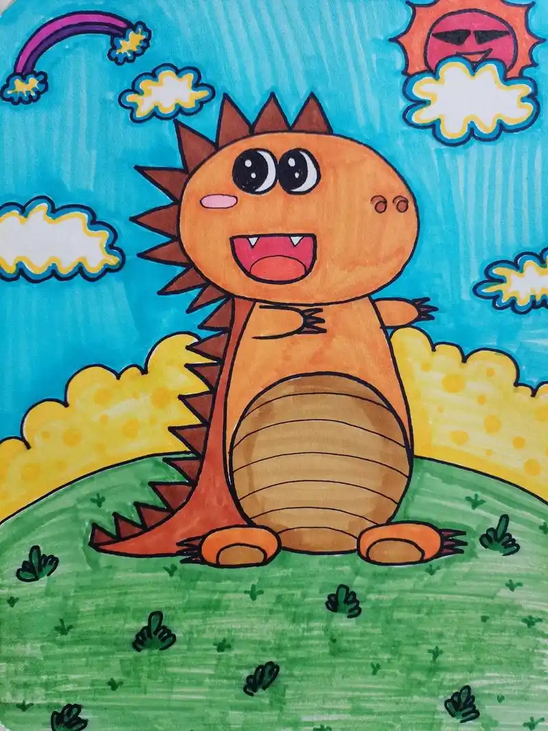 可爱霸王龙创意儿童画