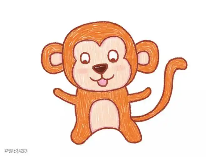 局部上色完成,可以先给猴子的毛发涂上喜欢的颜色哦.