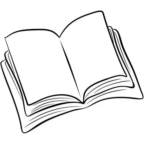 手绘线条素描风格打开的书本简笔画图片免抠素材