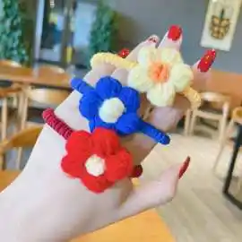 韩国儿童可爱毛线花朵发绳橡皮筋扎头发不伤发ins网红头绳女发饰