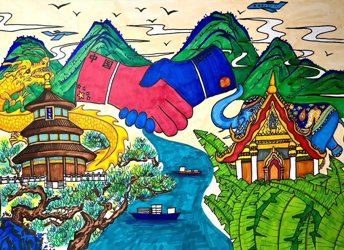 第三届东盟绘画获奖作品.#爱丽丝剪纸 #一起学画画 #少儿美 - 抖音