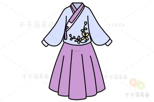美丽的汉服简笔画教程_民族服饰简笔画