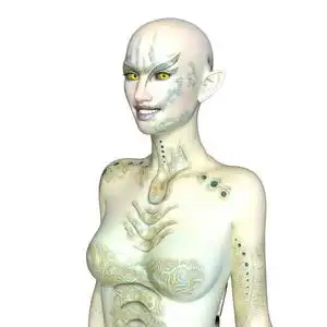 一个女外星人 3d cg 渲染照片