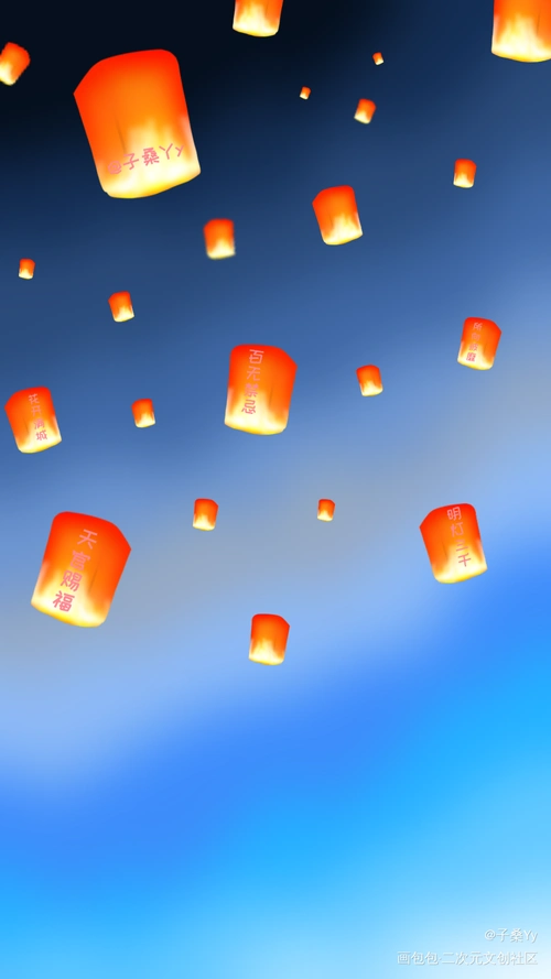 为你明灯三千_墨香铜臭天官赐福花怜绘画作品