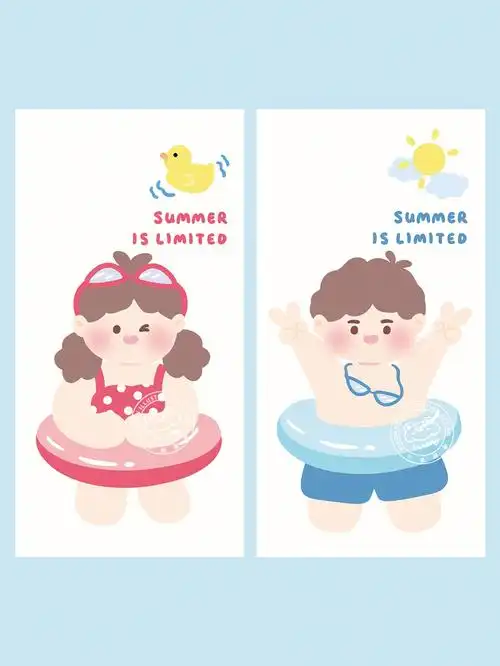 原创插画夏日游泳
