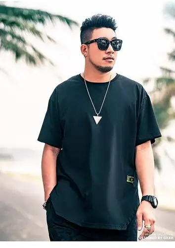 肥加大圆领黑色t恤肥佬休闲简约韩版短袖 黑色 2xl【建议165-185斤】