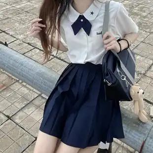 栗子猪jk制服裙20褶女生校服制服纯色百褶裙日系短裙春夏半身裙