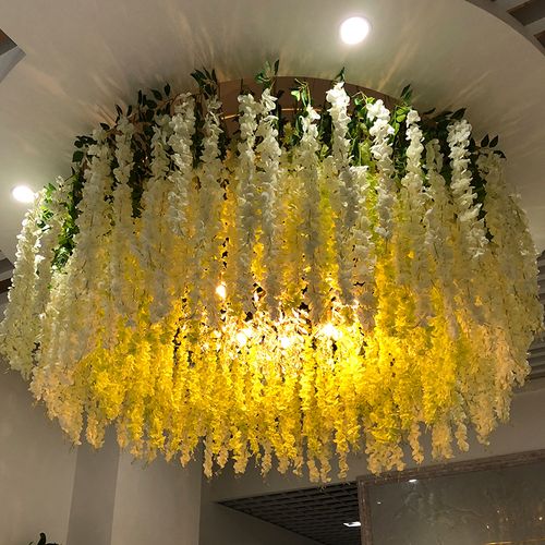 室内豆花藤条婚庆吊顶绢花紫罗兰天花板装饰假花仿真花藤蔓紫藤花