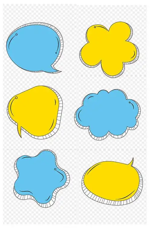 手绘卡通边框对话框文本框标题框免扣元素