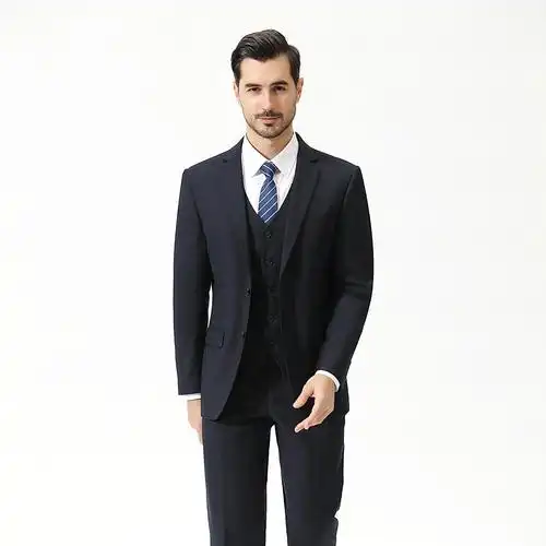 伸缩腰商务西装套装四季藏青色职业装男式西服两件套外套西裤现货